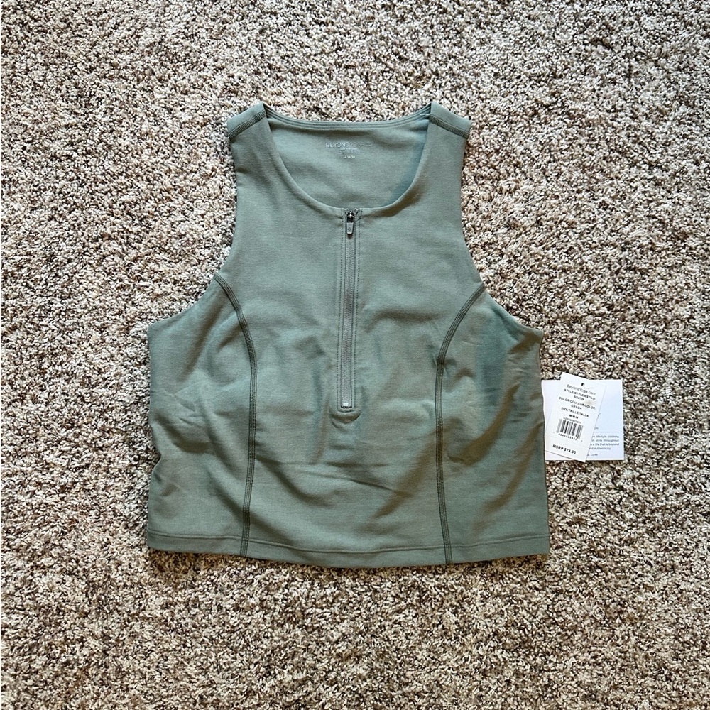 Beyond Yoga Move Up Cropped Tank grey sage Heather medium NEW